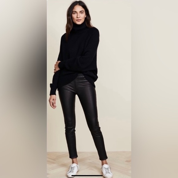 Helmut Lang Leather Pants Leggings Stretch Black - Picture 5 of 11
